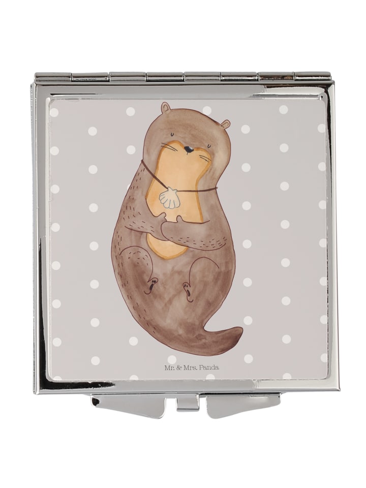 Schminkspiegel Otter Muschel ohne Spruch in Grau Pastell