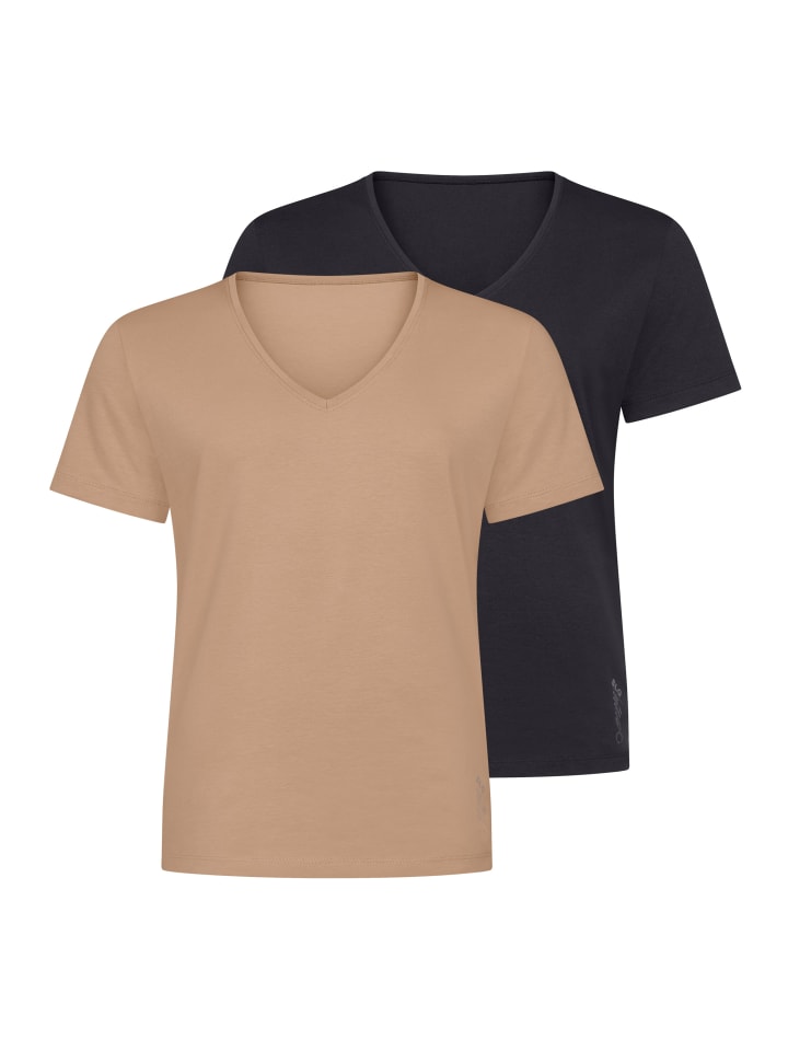 Unterhemd / Shirt Kurzarm SLG Base in Schwarz / beige