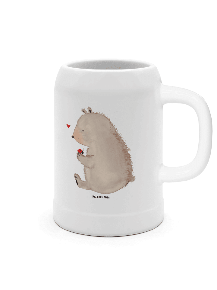 Bierkrug Bär Marienkäfer ohne Spruch in Weiß