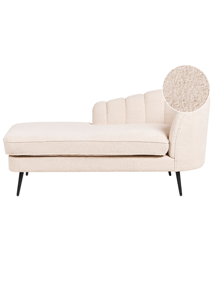 Chaiselongue ALLIER in Beige/Schwarz - (W) 150 x (H) 75 x (L) 76 cm rechtsseitig