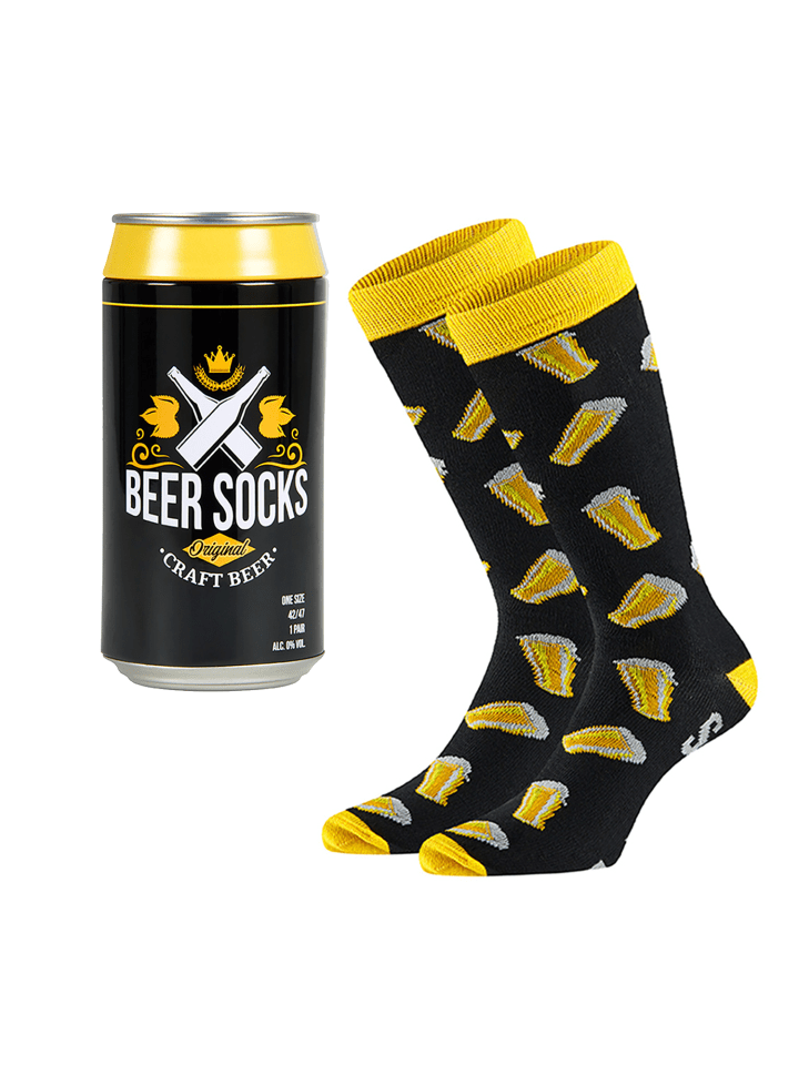 Herren Bier Socken in Bierdose Geschenkverpackung 1 Paar in Gelb