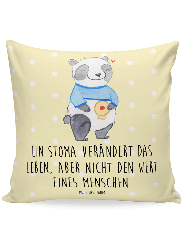 Kopfkissen Panda künstlicher Darmausgang mit Sp... in Gelb Pastell
