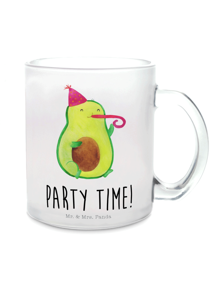 Tasse Avocado Party Zeit mit Spruch in Transparent