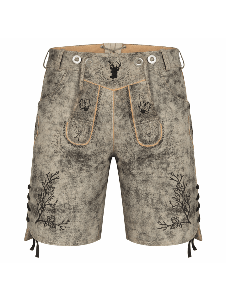 Lederhose Kurz Echtleder HK3 ANTIK in Mitternachtsgrau