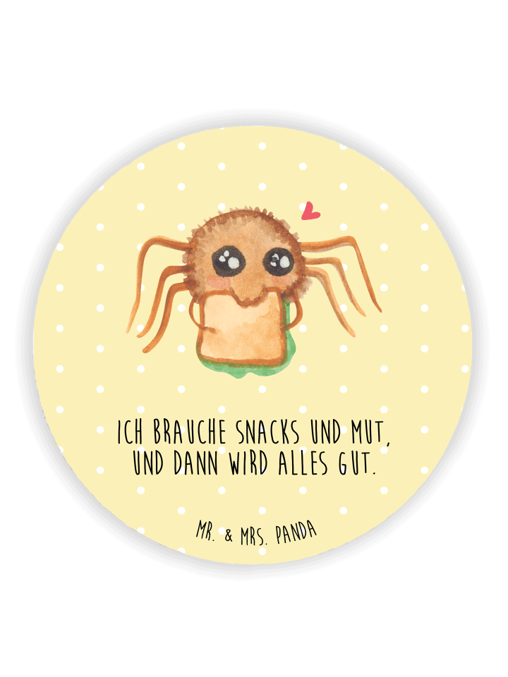 Magnet Spinne Agathe Sandwich mit Spruch in Gelb Pastell