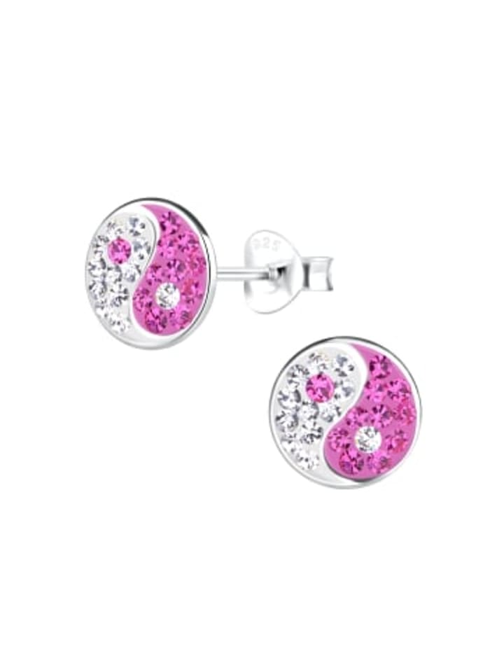 Ohrstecker YIN YANG rosa in 925 Sterling Silber, 2-tlg.