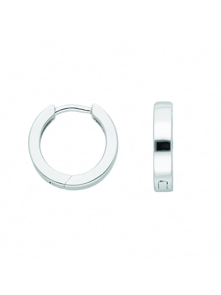 Damen 925 Silber Ohrringe / Creolen Ø 13,5 mm in silber