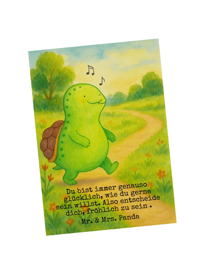 Grußkarte Schildkröte Pfeifen Design mit Spruch in Weiß