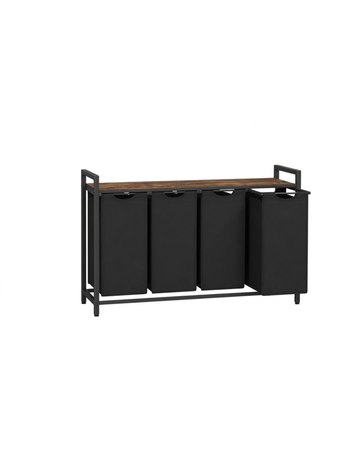 Wäschesammler in Schwarz/ Braun - (B)116 x (H)72 x (T)33 cm
