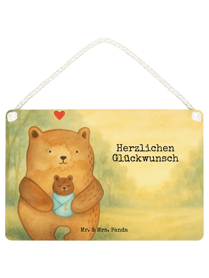 Schild Bär Baby Design mit Spruch in Weiß
