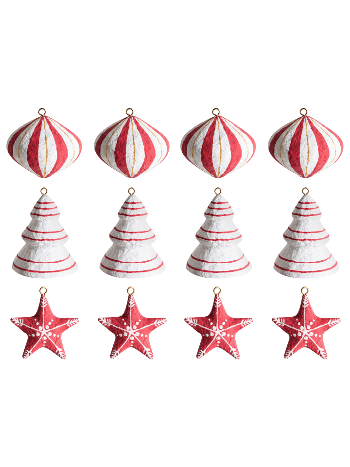 Weihnachtsbaumkugeln GIDEALVEN in Rot/Weiß