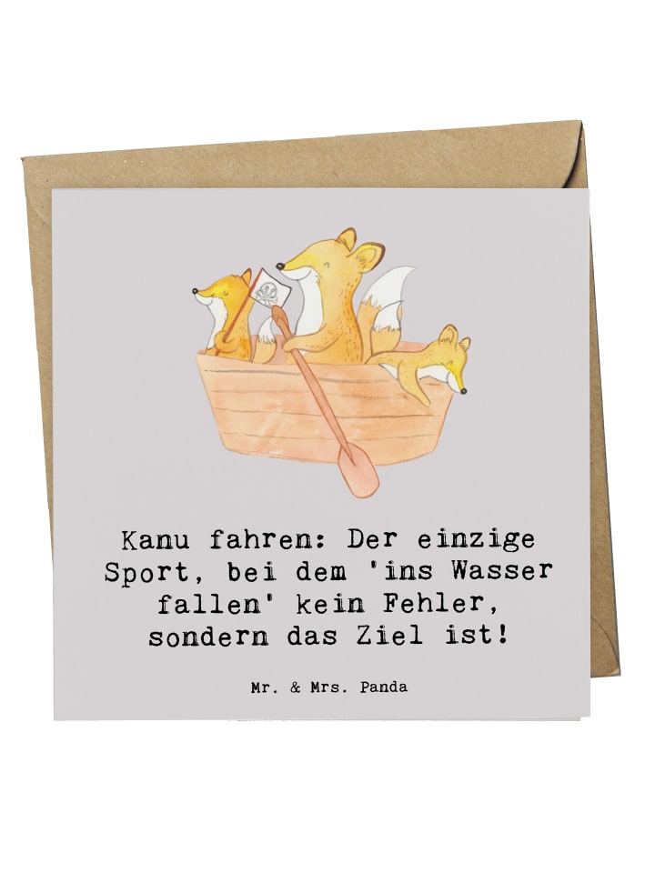 Klappkarte Kanu Abenteuer mit Spruch in Grau Pastell