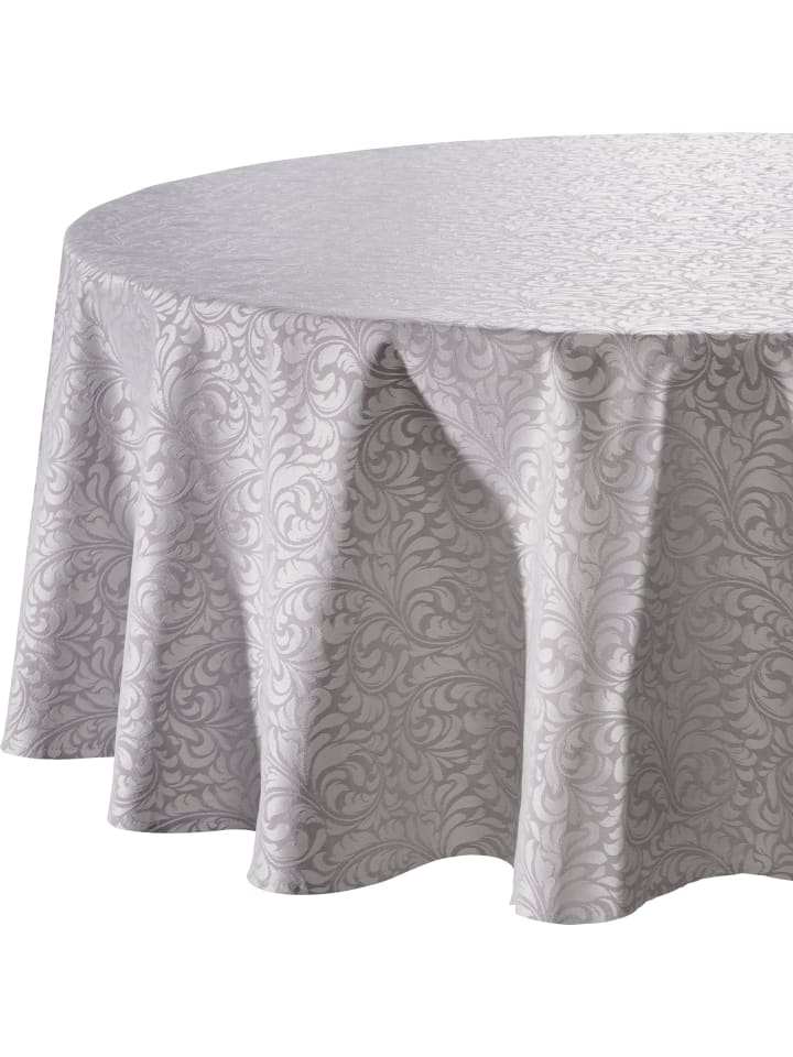 Jacquard, Baumwollmischung, Gewebt Tischdecke Hamm in silber