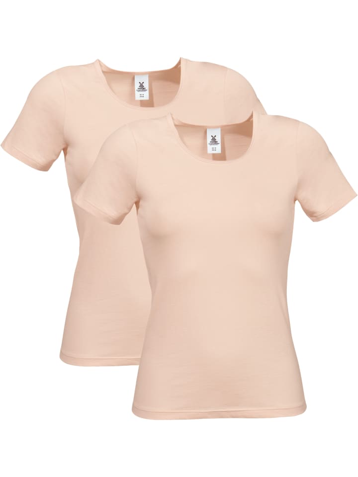 Baumwolle, Single-Jersey Unterhemd, 1/2-Arm 2er-Pack in ecru