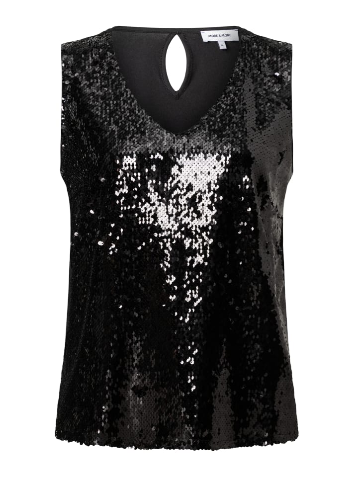 glitzerndes Pailletten-Top, Jerseyrücken in black