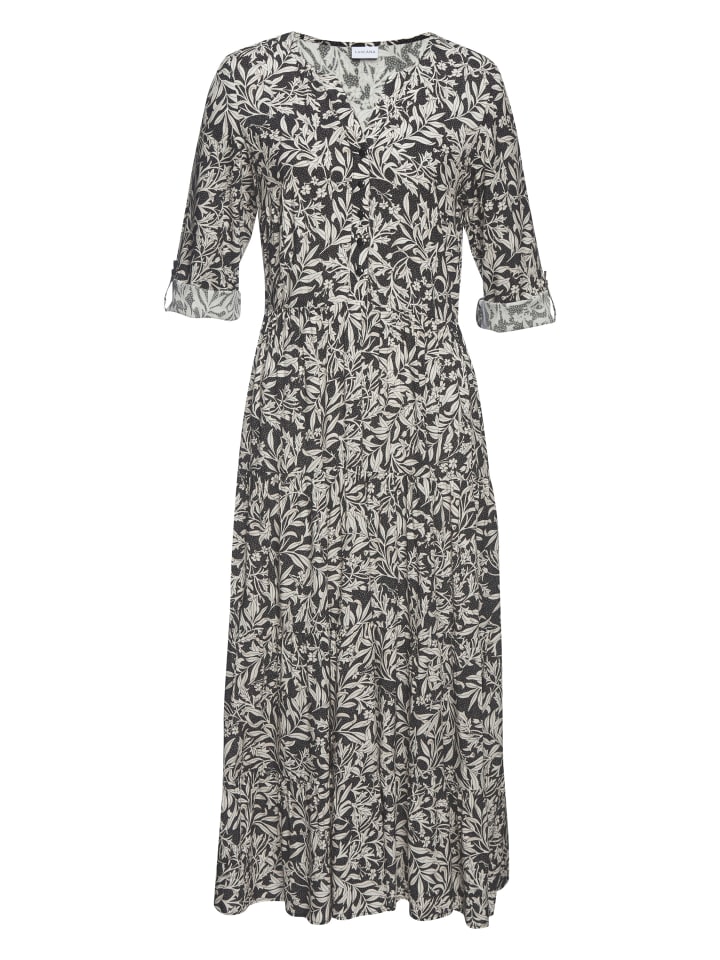 Maxikleid in schwarz-creme bedruckt