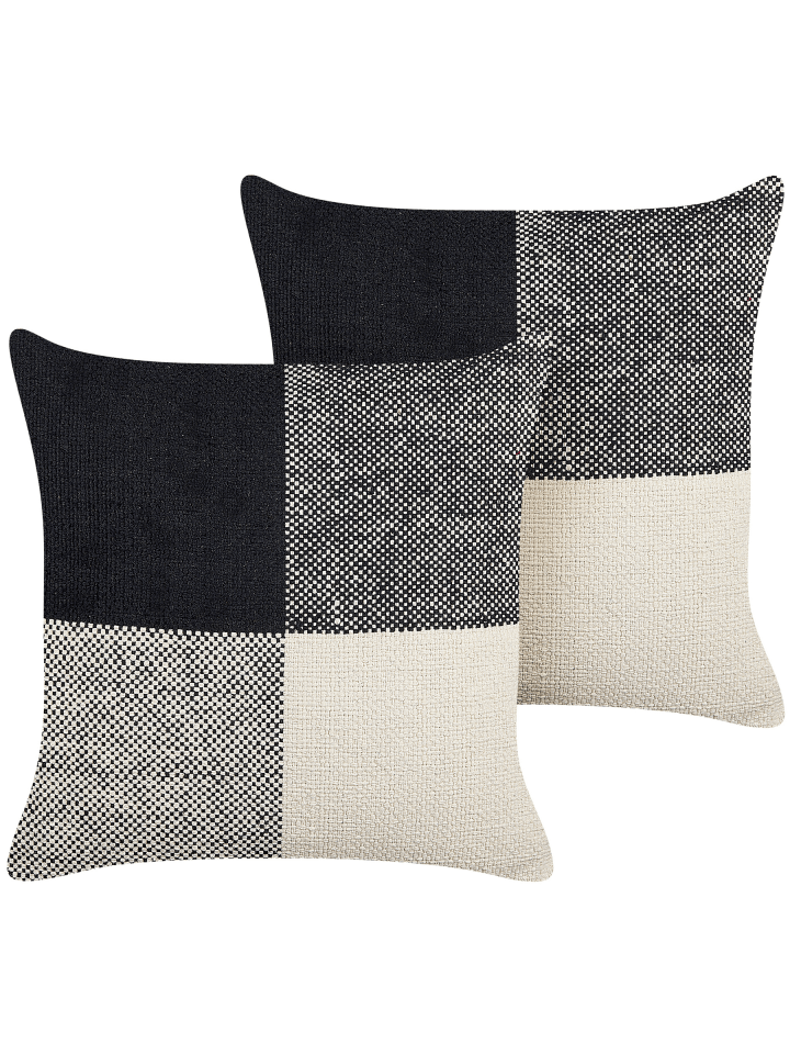 2er-Set Dekokissen LAELIA in Schwarz/Beige