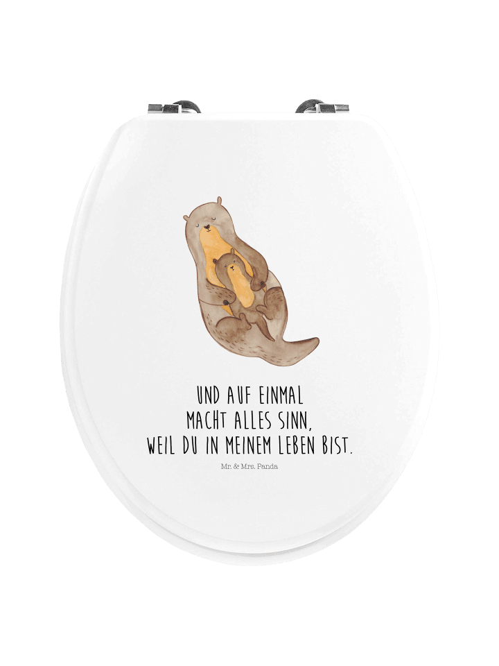 Toilettendeckel Otter Kind mit Spruch in Weiß