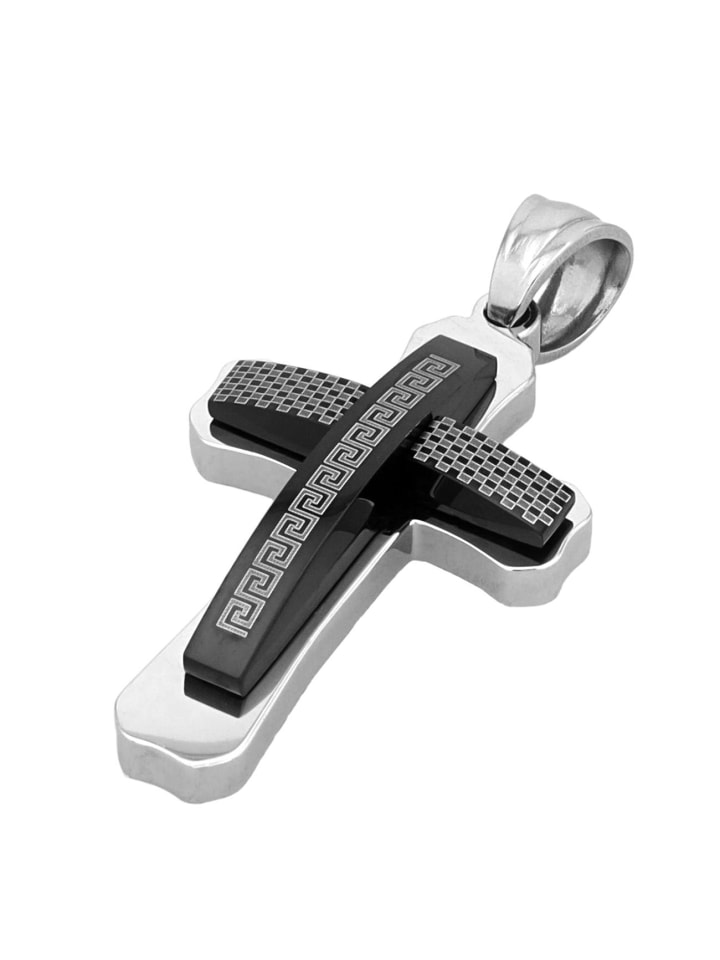 Herren Anhänger – Kreuz Kreuzanhänger aus Edelstahl in silber