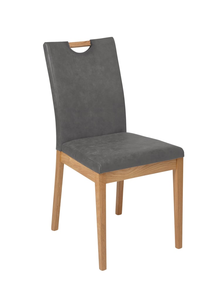 ESSZIMMERSTUHL 2er-Set Delfi 3 Wildeiche Massiv/Microfaser Grau