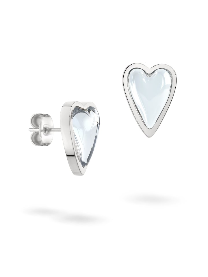 Ohrstecker Glass Heart in silber