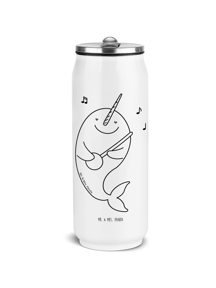 Trinkflasche Narwal Gitarre ohne Spruch in Weiß