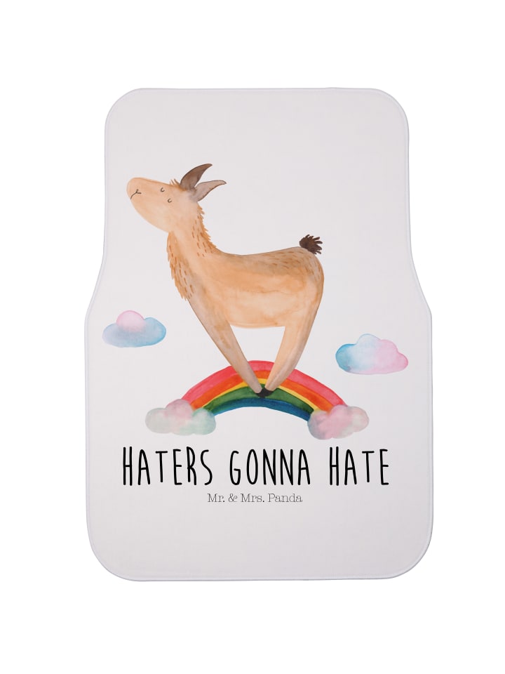 Auto Matte Lama Regenbogen mit Spruch in Weiß