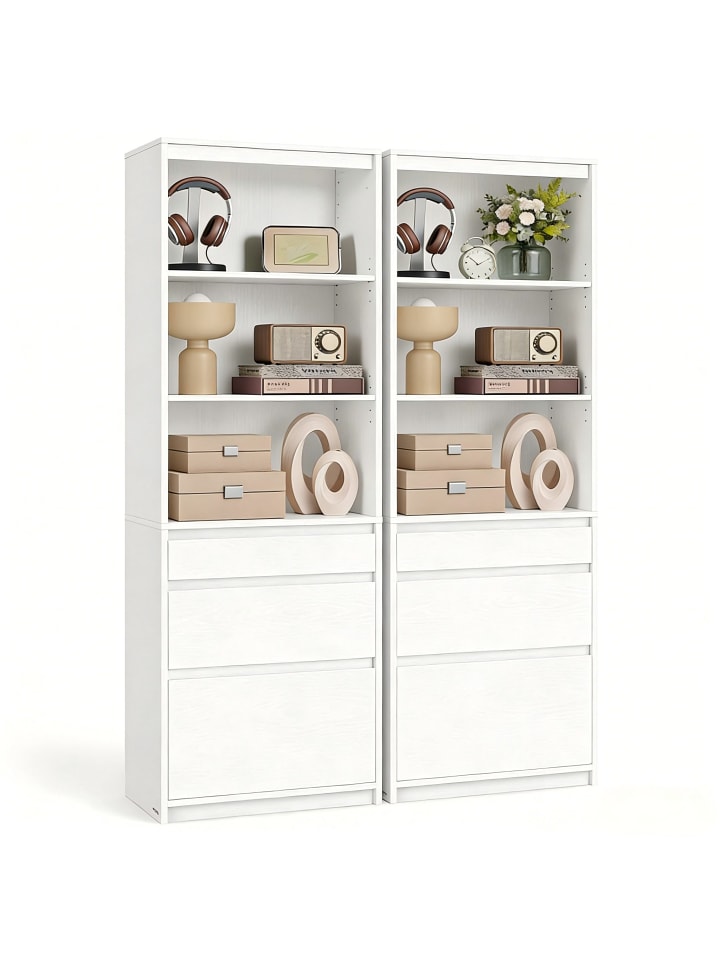 2er Set: Bücherregal in Weiß - (B)30 x (H)180 x (T)57.1 cm