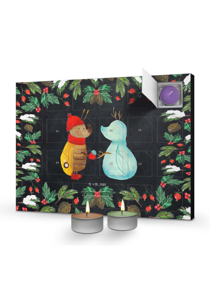 Kerzen Adventskalender Nachtfalter Schneemann o... in Kreidetafel