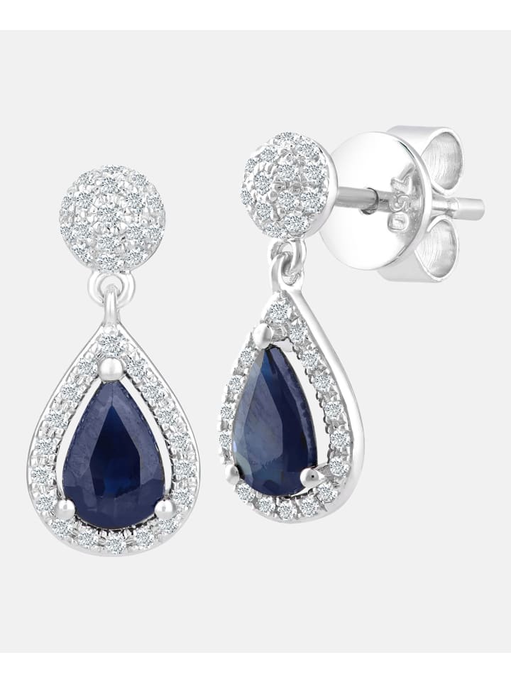 Ohrhänger aus 750 Weißgold mit 0.25 Karat Diamant mit Saphir