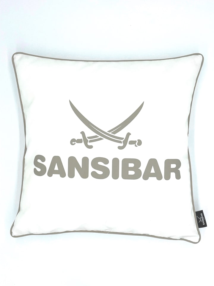 Outdoor-Kissen mit Füllung in Offwhite/Taupe, 45x45 cm