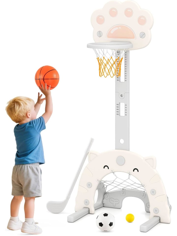 3 in 1 Kinder Basketballkorb in Beige