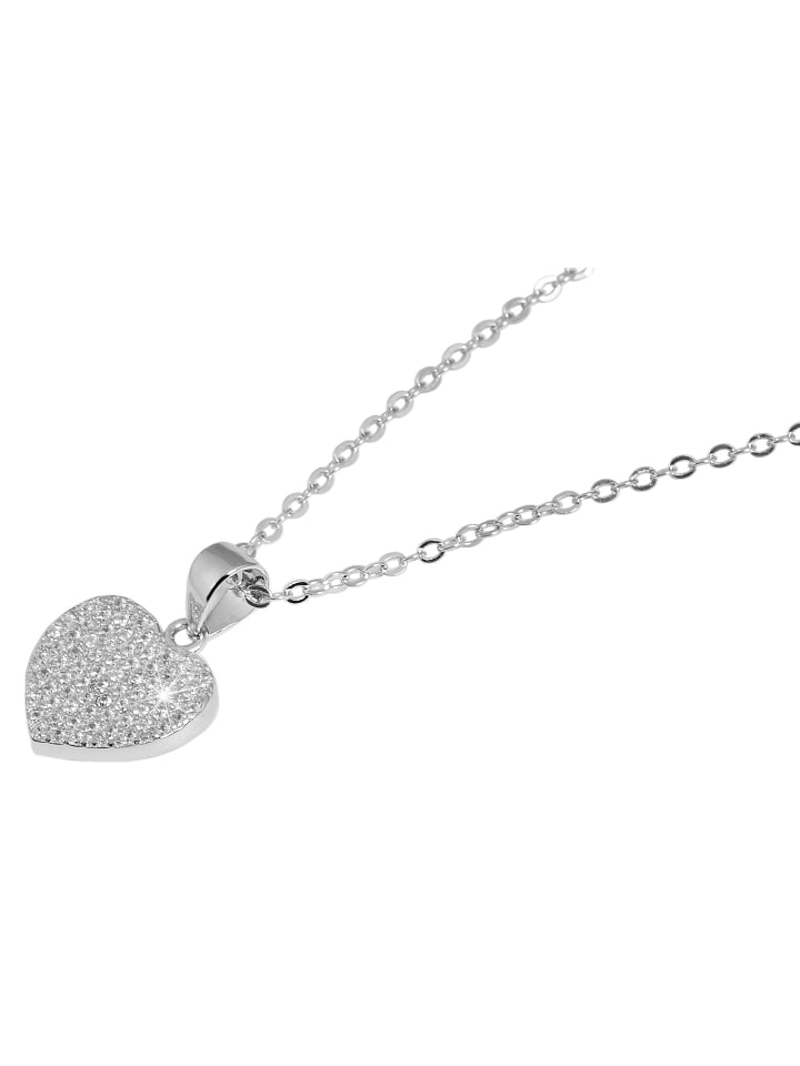 Damen Halskette mit Anhänger – Herz aus 925 Silber in silber