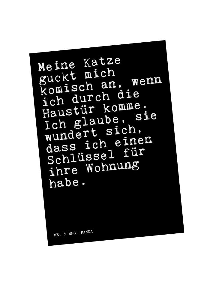 Postkarte Meine Katze guckt mich... mit Spruch in Schwarz