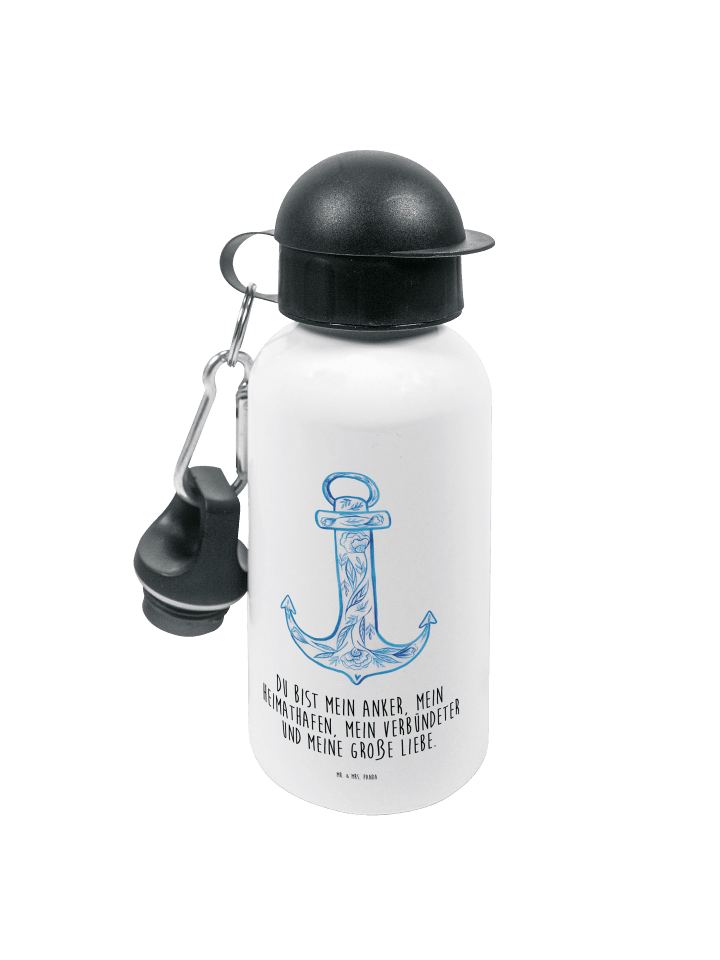 Trinkflasche Anker Blau mit Spruch in Weiß