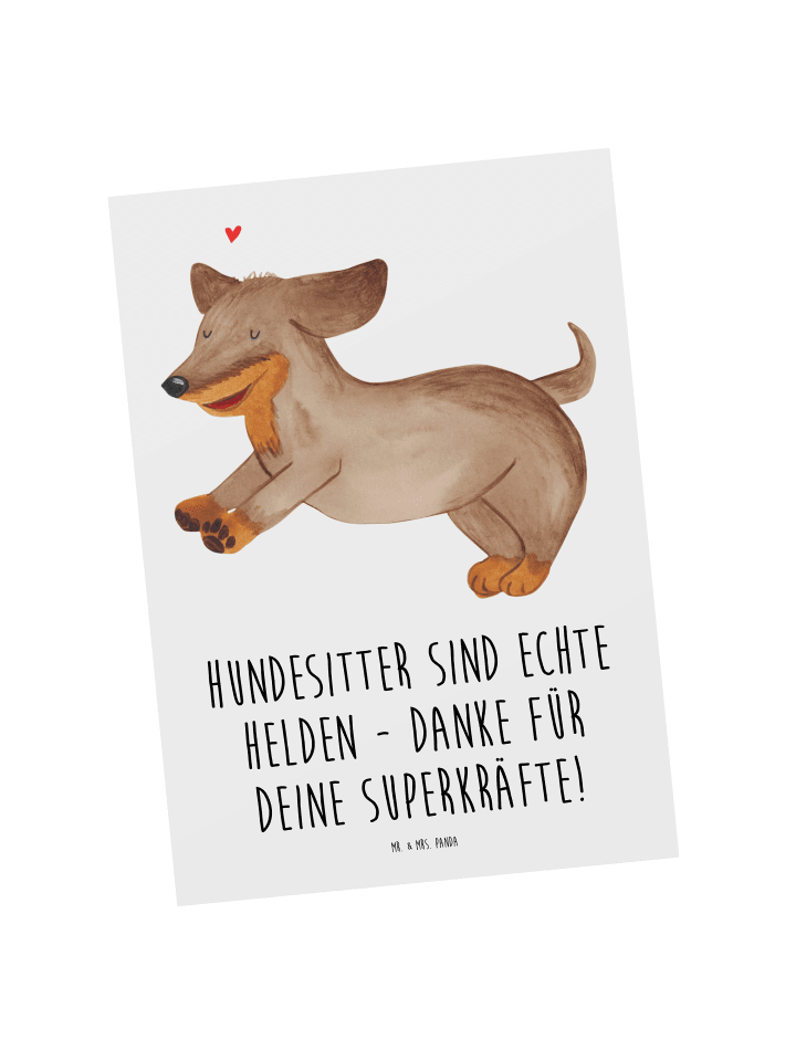 Postkarte Hundesitter Helden mit Spruch in Weiß