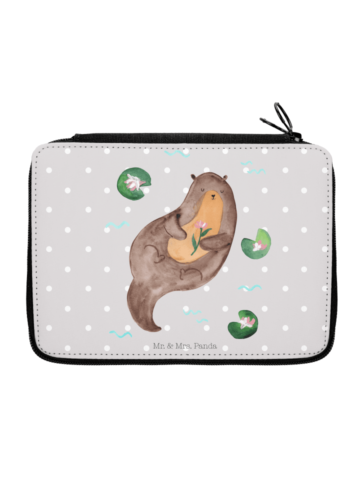 Mäppchen Otter Seerose ohne Spruch in Grau Pastell