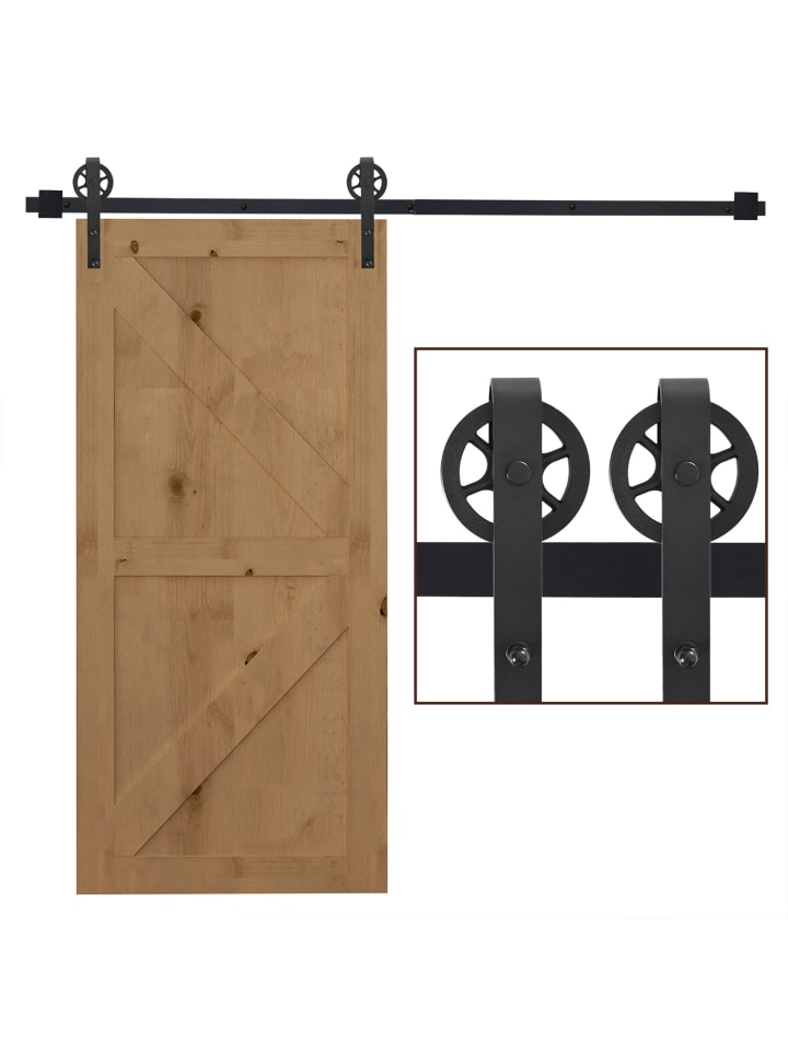 Schiebetür-Beschlagsatz in Schwarz 200L x 4B x 0,6H cm