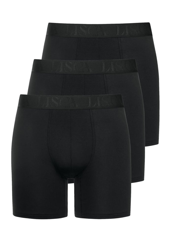 3er Pack long Boxer in black