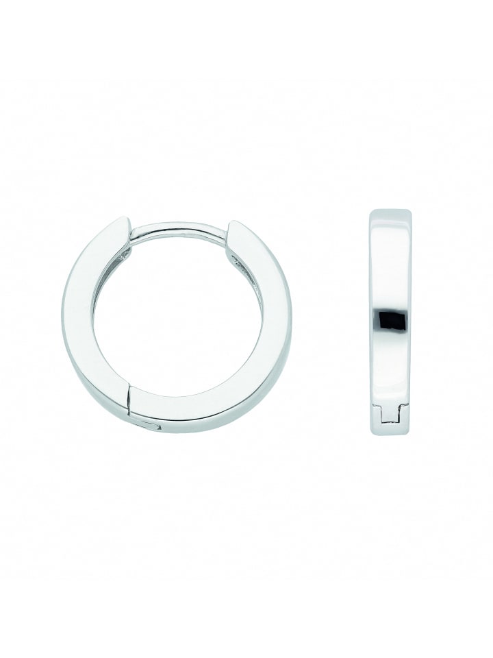 Damen 925 Silber Ohrringe / Creolen Ø 15,2 mm in silber