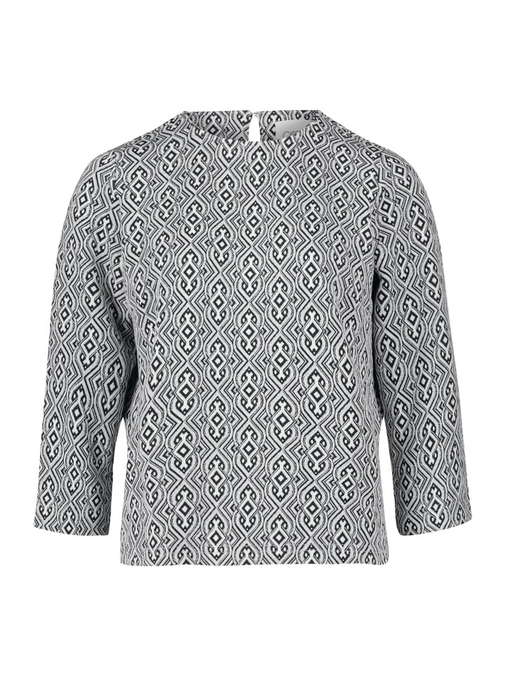 Blusenshirt mit Jacquard in Dunkelblau/Blau