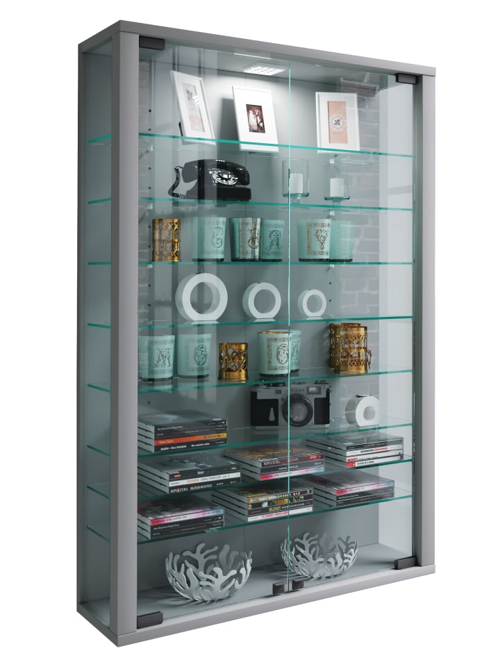 Wandvitrine Hängevitrine Glasvitrine Vitrosa Mini in Silber