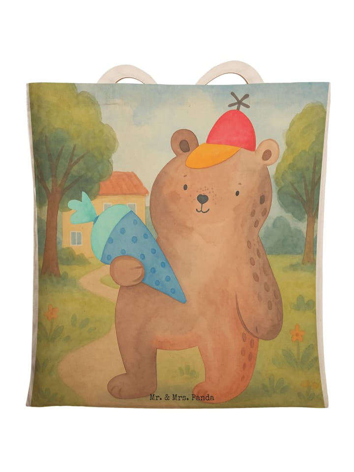 Stoffbeutel Bär Schultüte Design ohne Spruch in Weiß