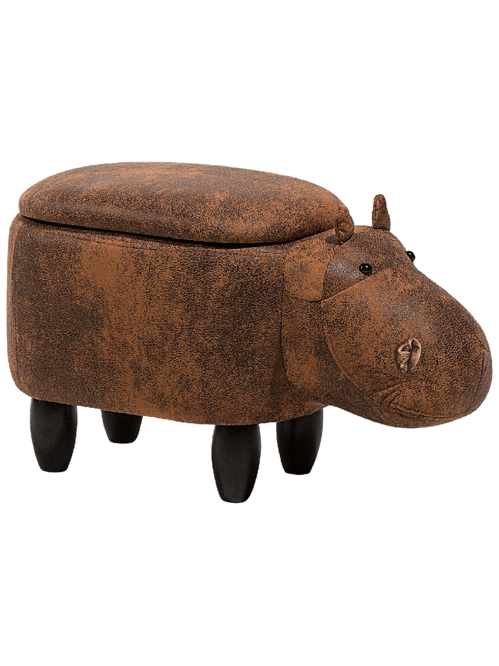 Tierhocker HIPPO in Braun/Schwarz - (W) 32 x (H) 35 x (L) 60 cm