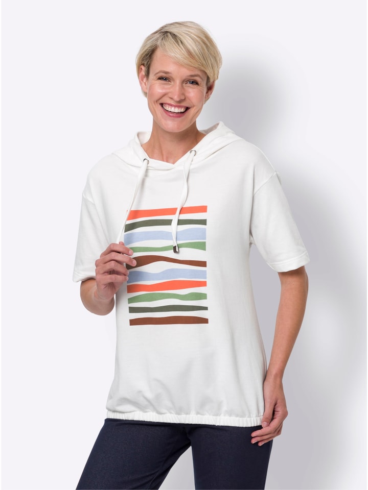 Sweatshirt in ecru-eucalyptus