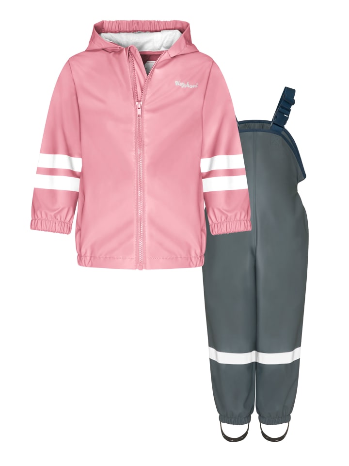 Regen-Set Latzhose Basic in rosa