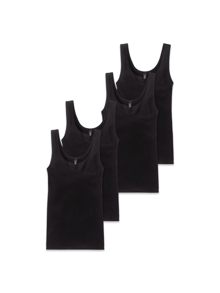 Unterhemd 4er Pack in Schwarz
