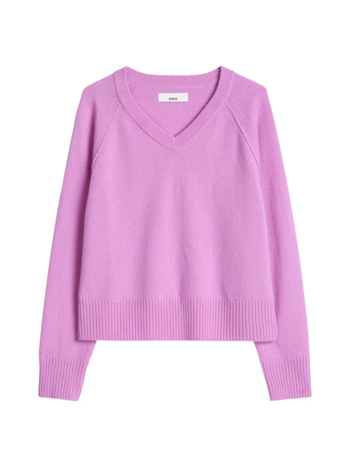 Merino-V-Neck-Pullover regular in Smoky Grape
