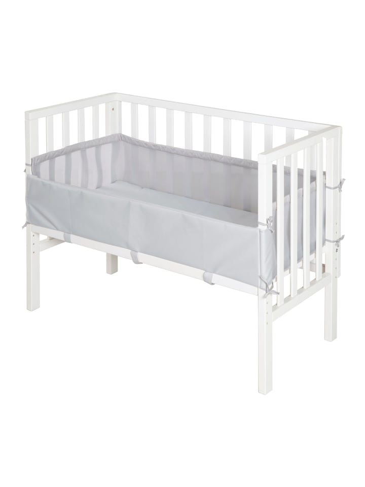 Beistellbett 2in1 weiß roba Style + Matratze Nestchen, Barriere höhenverstellbar