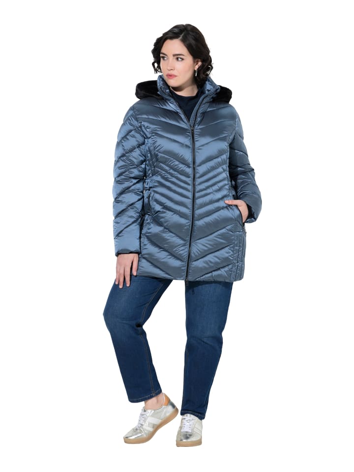 Steppjacke in mattes jeansblau